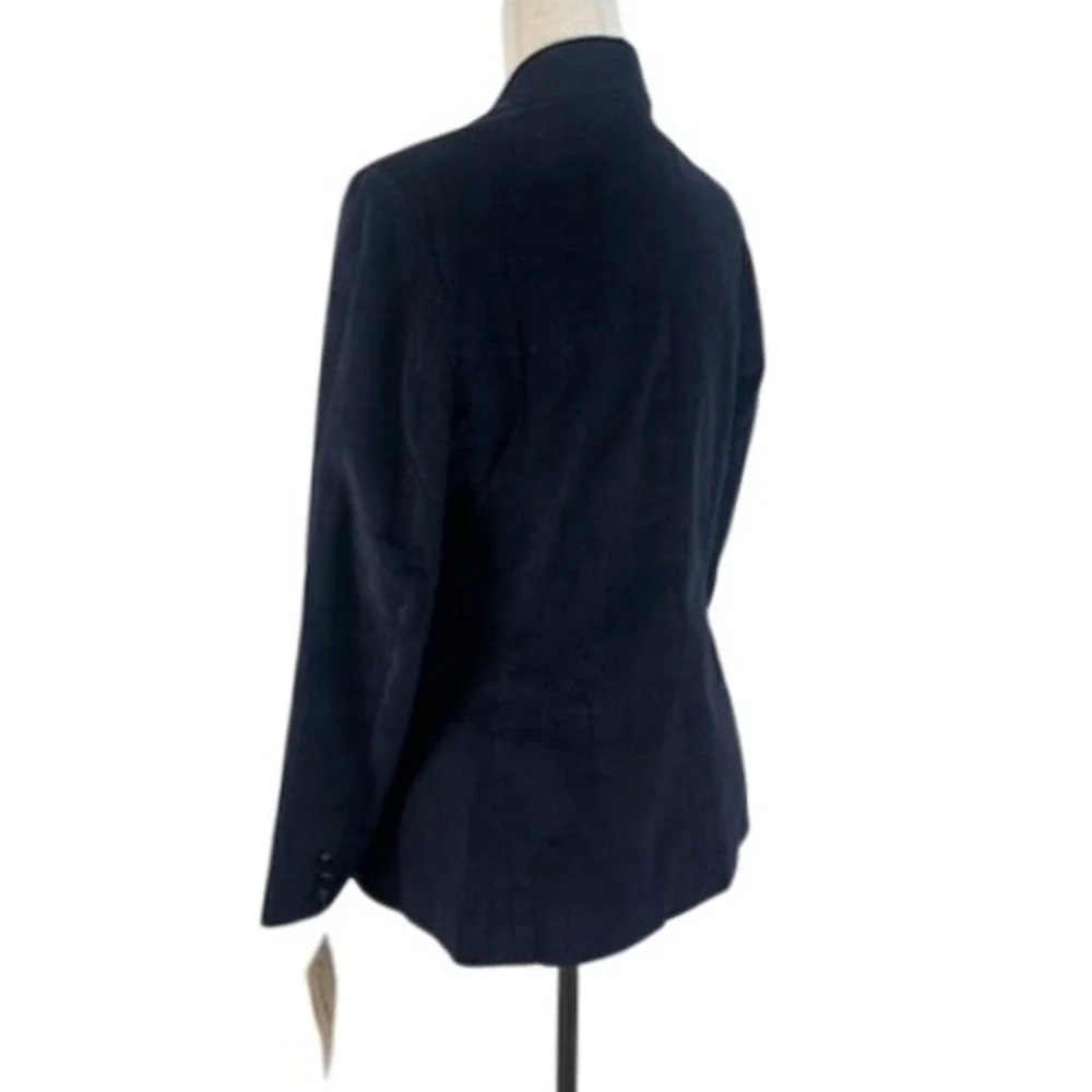 New Vintage Oscar de la Renta Corduroy Blazer Navy Blue Classic Fit Size 15/16‎
